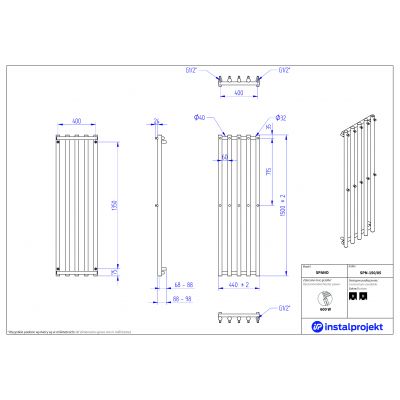 Instal Projekt Spano grzejnik łazienkowy dekoracyjny 150x44 cm czarny mat SPN-150/05C31