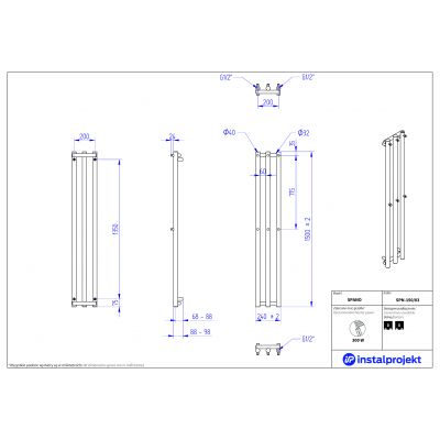 Instal Projekt Spano grzejnik łazienkowy dekoracyjny 150x24 cm czarny mat SPN-150/03C31