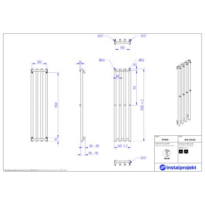 Instal Projekt Spano grzejnik łazienkowy dekoracyjny 150x34 cm biały mat SPN-150/04C34