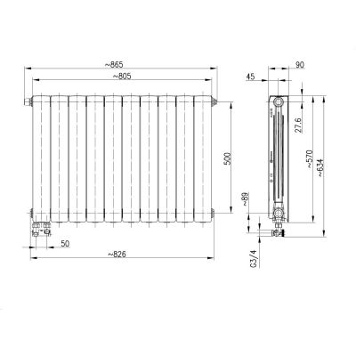 KFA Armatura ADR grzejnik pokojowy 57x80,5 cm podłączenie dolne biały 763-103-44