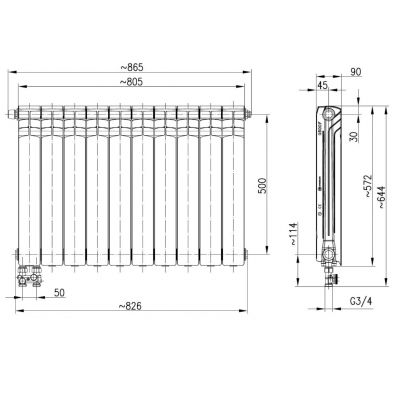 KFA Armatura G500F grzejnik pokojowy 57,2x80,5 cm podłączenie dolne biały 789-103-44