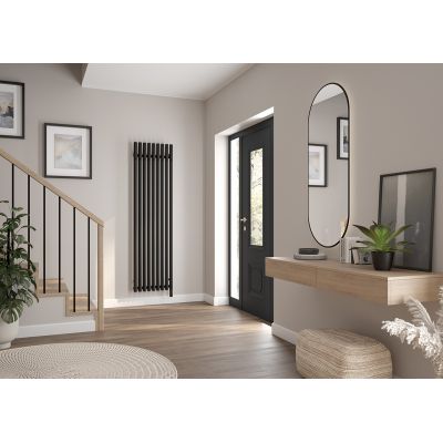 Oltens Nordlis lustro 50x120 cm owalne z oświetleniem z przodu z matą grzewczą czarny 64104300