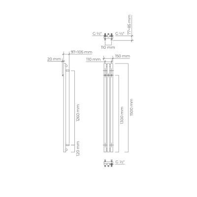 Oltens Stang grzejnik łazienkowy dekoracyjny 150x15 cm biały 55019000