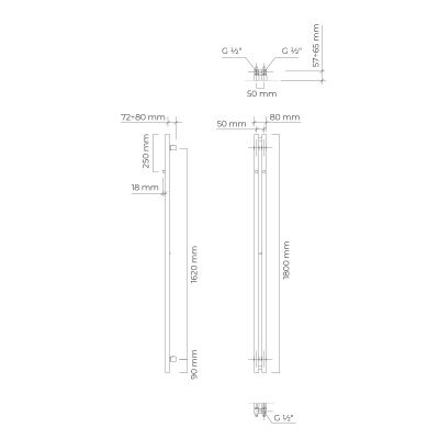 Oltens Stang (S) grzejnik łazienkowy 180x8 cm grafit 55023400