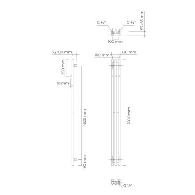 Oltens Stang (S) grzejnik łazienkowy 180x13 cm grafit 55024400