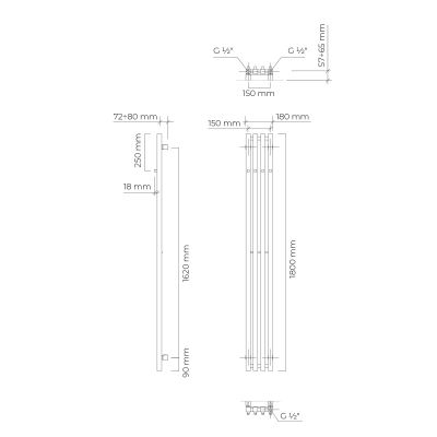 Oltens Stang (S) grzejnik łazienkowy 180x18 cm grafit 55025400