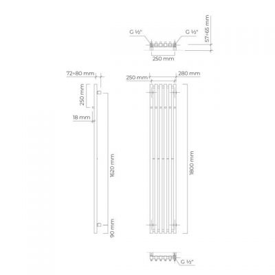 Oltens Stang (S) grzejnik łazienkowy 180x28 cm grafit 55027400