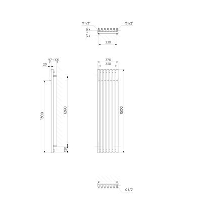 Oltens Stang grzejnik łazienkowy dekoracyjny 150x37 cm biały 55028000