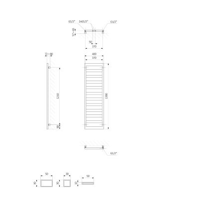 Oltens Benk grzejnik łazienkowy drabinkowy 139x40 cm grafit 55037400