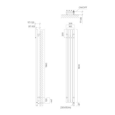 Oltens Stang (e) grzejnik elektryczny 180x20,5 cm miedź szczotkowana 55112610