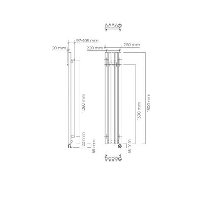Oltens Stang (e) grzejnik elektryczny 150x26 cm czarny 55121300