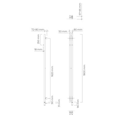 Oltens Stang Stang S (e) grzejnik elektryczny 180x8 cm grafit 55123400