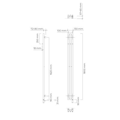 Oltens Stang S (e) grzejnik elektryczny 180x13 cm grafit 55124400