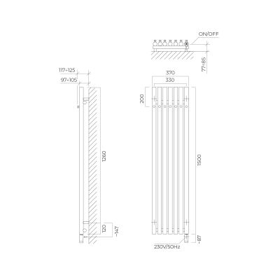 Oltens Stang (e) grzejnik elektryczny 150x37 cm biały 55128000