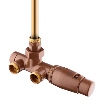 Oltens Varmare Ventil zestaw termostatyczny grzejnikowy jednootworowy lewy miedź szczotkowana 55905610