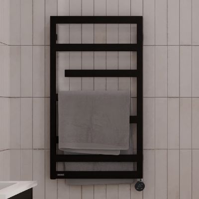 Oltens Flamma (e) grzejnik elektryczny 88x50 cm czarny mat 55113300