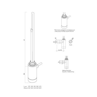 Oltens Varmare Jarn grzałka elektryczna 600 W miedź szczotkowana 55923610