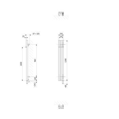 Oltens Stang (e) grzejnik elektryczny 120x15 cm czarny mat 55131300