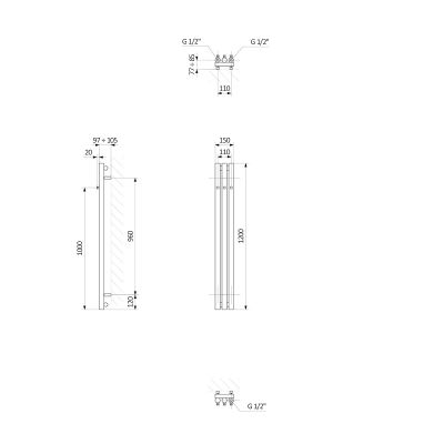 Oltens Stang grzejnik łazienkowy dekoracyjny 120x15 cm grafit 55031400