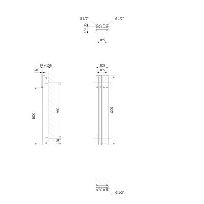 Oltens Stang grzejnik łazienkowy dekoracyjny 120x20,5 cm grafit 55032400