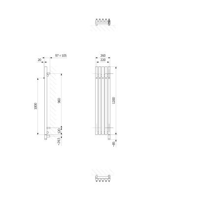 Oltens Stang (e) grzejnik elektryczny 120x26 cm biały 55133000