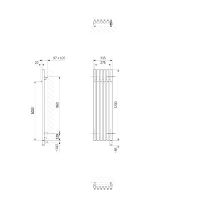Oltens Stang (e) grzejnik elektryczny 120x31,5 cm miedź szczotkowana 55134610