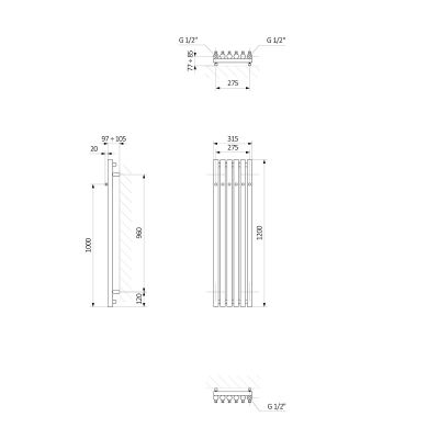 Oltens Stang grzejnik łazienkowy dekoracyjny 120x31,5 cm miedź szczotkowana 55034610