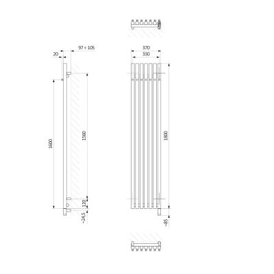 Oltens Stang (e) grzejnik łazienkowy 180x37 cm miedź szczotkowana 55129610