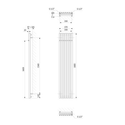 Oltens Stang grzejnik łazienkowy dekoracyjny 180x37 cm miedź szczotkowana 55029610