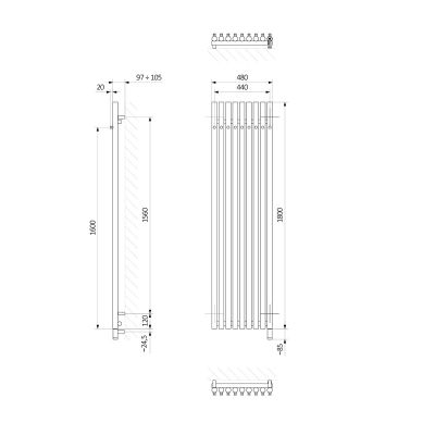 Oltens Stang (e) grzejnik elektryczny 180x48 cm czarny mat 55130300