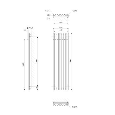 Oltens Stang grzejnik łazienkowy dekoracyjny 180x48 cm miedź szczotkowana 55030610