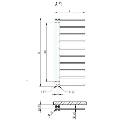 P.M.H. Apollo grzejnik łazienkowy drabinkowy 114x50 cm stal nierdzewna szczotkowana  AP1SS