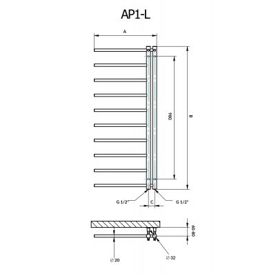P.M.H. Apollo grzejnik łazienkowy drabinkowy 114x50 cm czarny AP1B-LLEWY