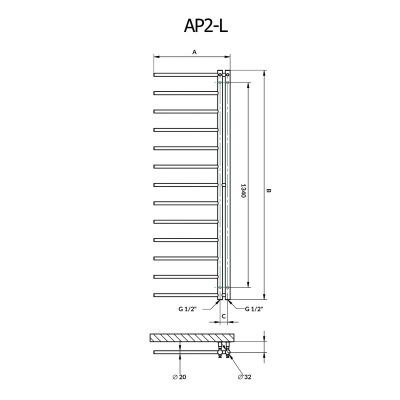P.M.H. Apollo grzejnik łazienkowy drabinkowy 150x50 cm chrom AP2C-LLEWY