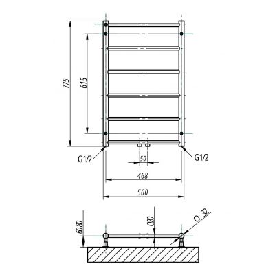 P.M.H. Naas grzejnik łazienkowy drabinkowy 77,5x50 cm antracyt NS1A-M