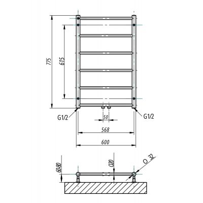 P.M.H. Naas grzejnik łazienkowy drabinkowy 77,5x60 cm antracyt  NS2A-M