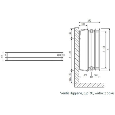 Purmo Ventil Hygiene grzejnik płytowy 90x60 cm podłączenie dolne biały HV30 900x600