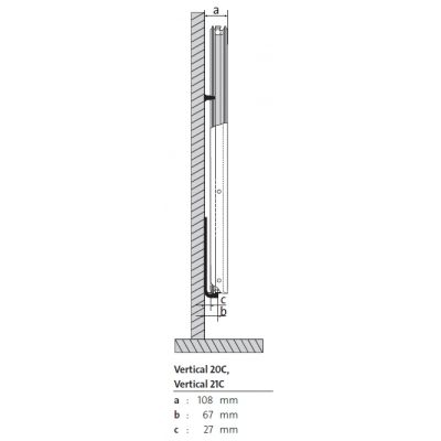 Purmo Vertical grzejnik płytowy 210x30 cm podłączenie dolne biały VR20 2100x300
