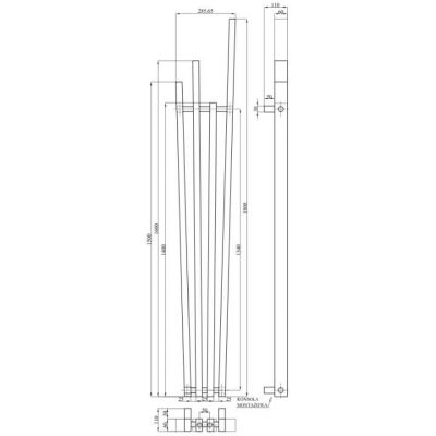 Radox Fan grzejnik łazienkowy dekoracyjny 180x28,5 cm czarny strukturalny RX-FA.002T.1800.285
