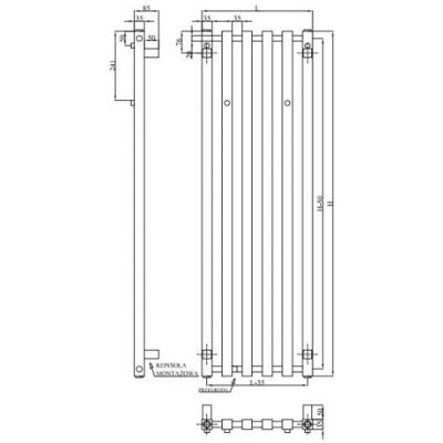 Radox Kolona W Square grzejnik łazienkowy dekoracyjny 100x24,5 cm czarny strukturalny RX-KLW.002T.1000.4EL