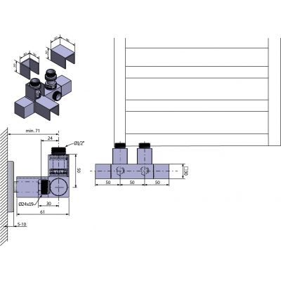 Sapho Cube Twin zestaw przyłączeniowy zespolony 50 mm stal nierdzewna szczotkowana CP582S