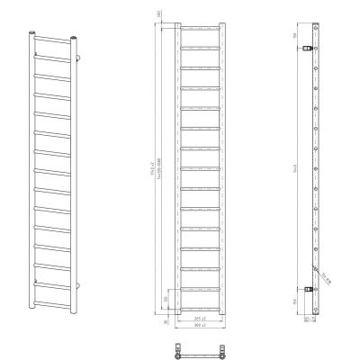 Sapho Dina grzejnik łazienkowy 30x174 cm czarny mat IR376B