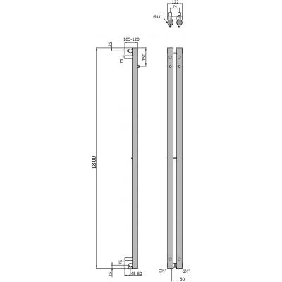 Sapho Pilon grzejnik łazienkowy dekoracyjny 180x12,2 cm czarny mat IZ124T