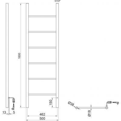 Sapho Karbo grzejnik łazienkowy 50x160 cm elektryczny czarny mat KB905