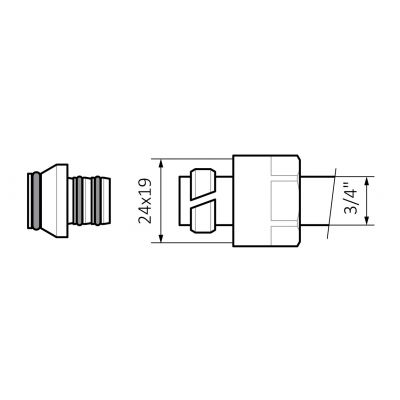 Terma adapter na alu-pex 3/4" czarny TGACZ005