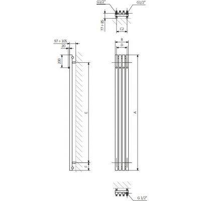 Terma Rolo Hanger grzejnik łazienkowy dekoracyjny 180x15 cm biały mat WGROW180015KJ16SX