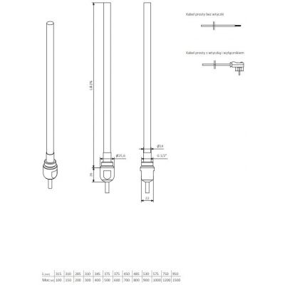 Terma SIM grzałka elektryczna 300 W stalowa WESIM03FINXP