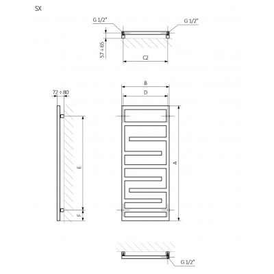 Terma Juno grzejnik łazienkowy dekoracyjny 104x50 cm biały WGJUN104050K916SX