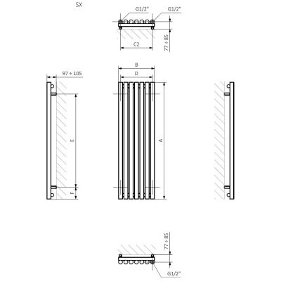 Terma Rolo Room grzejnik pokojowy 180x26 cm podłączenie dolne biały mat WGROR180026KJ16SX