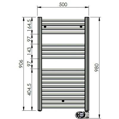 Zehnder Aura grzejnik elektryczny z grzałką 98x50 cm biały PBEZ-090-50/MQ